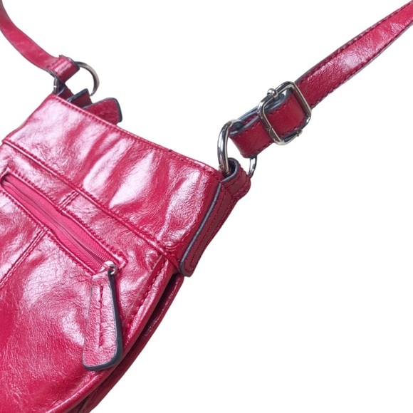 Axcess Red Faux Leather Women’s Crossbody Buckle Handbag Purse - Picture 13 of 14